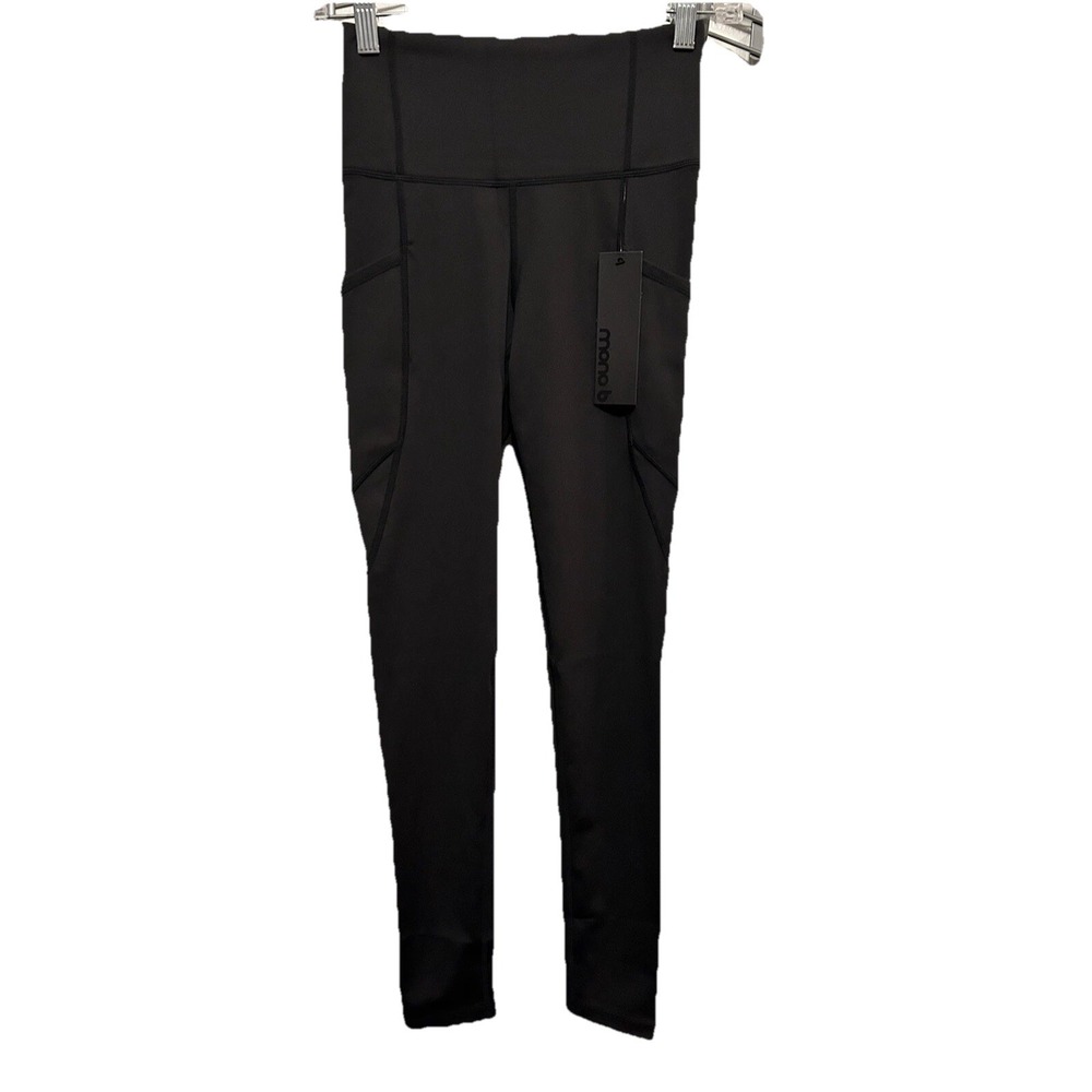 Mono B Women High Rise Side Pocket Leggings XS Black Athleisure Workout APH2500B